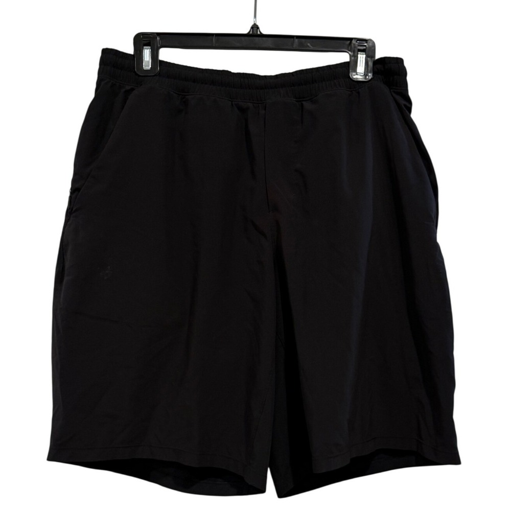 Lululemon Pace Breaker 9 Inch Shorts Mens Large Black Zipper Pockets Athletic